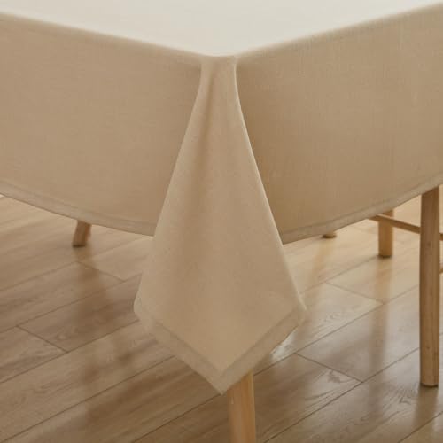 Simurq Tischdecke Abwaschbar-Wasserabweisend |Tischdecke rechteckig Leinenoptik -Lotuseffekt | Pflegeleicht & fleckenabweisend Tischdecken |Tischdecke Beige -Tischtuch Table Cloth (Beige, 130x170 cm) von Simurq