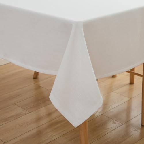 Simurq Tischdecke Abwaschbar- Wasserabweisend |Tischdecke rechteckig Leinenoptik -Lotuseffekt | Pflegeleicht & fleckenabweisend Tischdecken | Tischdecke Weiß -Tischtuch Table Cloth (Weiß, 130x170 cm) von Simurq