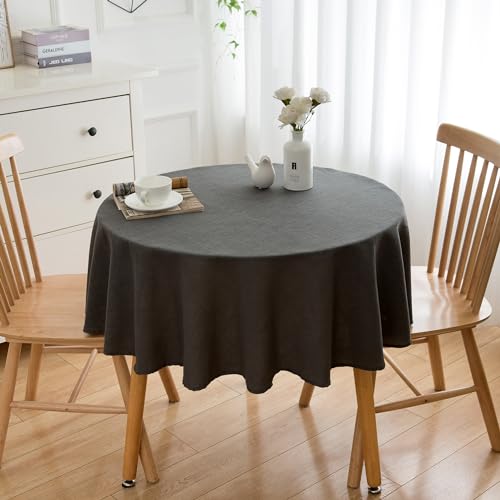 Simurq Tischdecke Abwaschbar - Wasserabweisend | Tischdecke Rund 160 Leinenoptik-Lotuseffekt | Pflegeleicht & fleckenabweisend Tischdecken | Tischdecke Grau -Tischtuch Table Cloth (Grau, 160 Rund) von Simurq