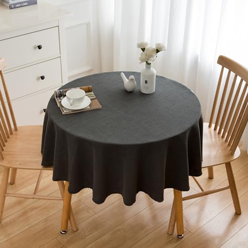 Simurq Tischdecke Abwaschbar - Wasserabweisend | Tischdecke Rund 140 Leinenoptik-Lotuseffekt | Pflegeleicht & fleckenabweisend Tischdecken | Tischdecke Grau -Tischtuch Table Cloth (Grau, 140 Rund) von Simurq