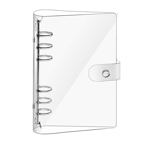 A5 Transparent PVC Binder,6 Ring Weich Notizbuch Binder mit Druckknopfverschluss Nachfüllbares Notizbuch Runder Ringbuch für DIY Notebook Fotoalbum und Scrapbooking von SinChic