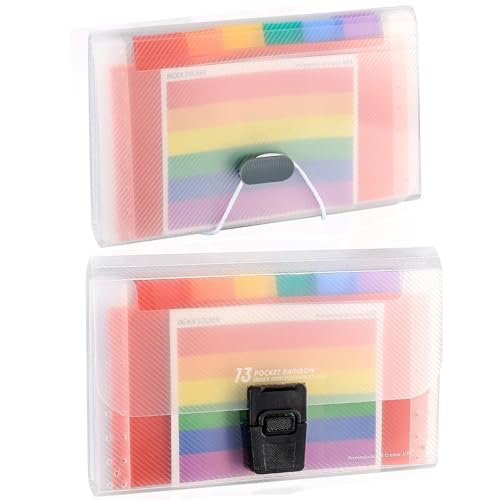 Mini Fächermappe A6,2 PCS 13 Taschen Dokumenthüllen Taschen Akkordeon Organizer Tragbar Mehrfarbige Dokumentenmappe für Quittungen Gutscheine Scheckkarten Folder von SinChic