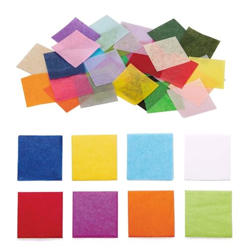 Seidenpapier Quadrate,1500 PCS Krepppapier Regenbogen Seidenpapier Mini Kleine Mosaik Seidenkunstpapier zum Basteln Geschenk Scrapbooking Verzierungen Bastelpapier DIY Projekte Liefert 1 Zoll Paper von SinChic