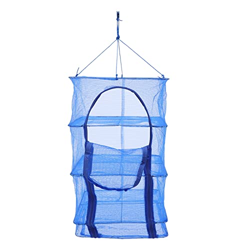 Sindipanda Trockennetz Kräuter 4 Lagen Fisch Gemüse Obst Drynet 35x35x65 cm hängende Trocknungsnetz Faltbare Trockennetz,Pe+ Stahldraht-spritzskelett,Tragfähigkeit: 10kg von Sindipanda