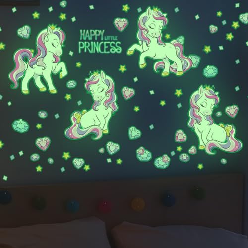 Sinekong Einhorn Wandtattoo Kinderzimmer Leuchtsterne Selbstklebend Sternenhimmel Wandaufkleber Mädchenzimmer Leuchtsticker, Leuchtaufkleber Wandsticker Babyzimmer Deko Geschenke für Mädchen Grün von Sinekong