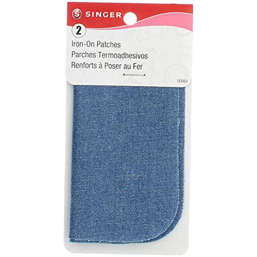 Bulk Buy: Singer Iron On Patches 5x5 2/Pkg Faded Blue 00064 by Singer von Singer