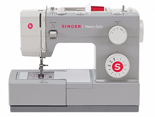 Singer Heavy Duty 4411 Nähmaschine Mechanisch - 4 Schritt-Knopfloch, 11 Stichprogramme, Metallrahmen, Verstärkungsplatte aus Stahl, Schnellnähen,Freier Arm, Nähmaschine Profi von Singer