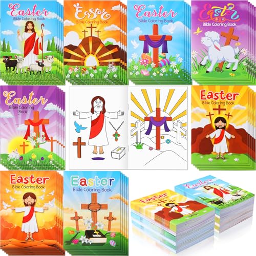 Sinload Christliche Oster-Malbücher, Großpackung, christliches Ostergeschenk für Kinder, Oster-Malbücher, Großpackung, christliches Ostergeschenk, "He is Risen", Farbbroschüre für Schule, von Sinload