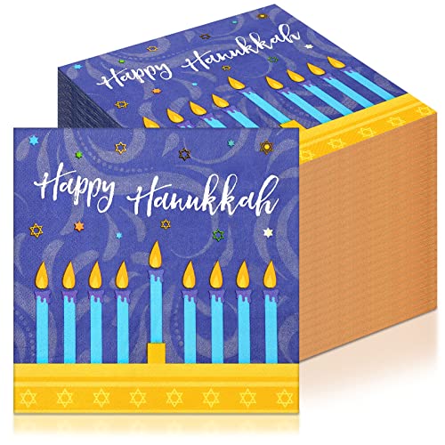 100 Stück Chanukka-Papierservietten Einweg-Chanukah-Papierwaren Chanukah-Motto-Partyzubehör Chanukka-Dekorationen, 33 x 33 cm von Sinmoe