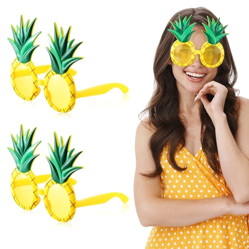 Sinmoe 2 Stück Ananas Sonnenbrillen Luau Party Sonnenbrille Hawaii Lustige Brillen Sommer Strand Requisiten Neuartiger Tropischer Kinder Party Brillenrahmen für Geburtstag Karneval Dekoration von Sinmoe