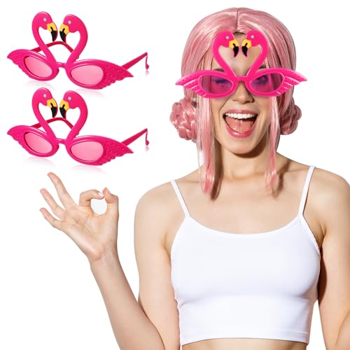 Sinmoe 2 Stück Flamingo Sonnenbrillen Luau Party Sonnenbrille Hawaii Lustige Brillen Sommer Strand Thema Requisiten Neuartige Tropische Kinder Party Brillenrahmen für Geburtstag Karneval, Rosarot von Sinmoe