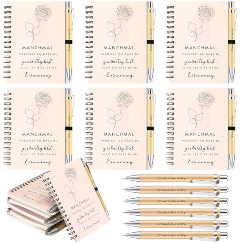 Sinmoe 6 Set Dankeschön Geschenk für Lehrerin Frauen Inspirierend Mitarbeiter Spirale Notizblock Kugelschreiber aus Holz Liniert Notizbuch Abschiedsgeschenk Motivation Geschenke für Damen Erzieherin von Sinmoe