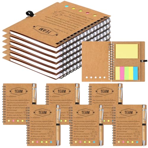 Sinmoe 6 Sets Dankeschön Geschenke für Kollegen Spirale Notizblock Mini Notizbuch für Kollegen Kugelschreiber Haftnotizen Abschiedsgeschenk für Kollegen Team Geschenk Arbeit(Kraftpapierfarbe) von Sinmoe