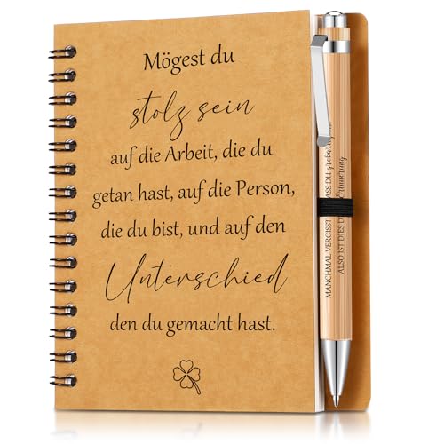 Sinmoe Dankeschön Geschenke für Kollegen Mitarbeiter Geschenke Motivierendes Inspirierendes Notizbuch mit Holzkugelschreiber Spirale Linierter Notizblock Kugelschreiber(Mögest) von Sinmoe