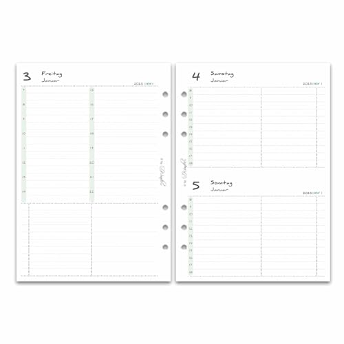 SinnWunder® 2025 Premium Kalendereinlagen - Tages-Kalender mit 1 Tag pro Seite – Größe Din A5 – 6-fach-Lochung für Ringbücher – PureSinn von SinnWunder