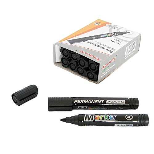 Sinoba 10er Pack Permanentmarker Textmarker Marker Stift wasserfest versch. Farben (Schwarz) von Sinoba