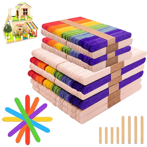 Sinofort Eisstiele Holz 500 Stück Holzstäbchen Eis 2 Größen Holzspatel Waxing Holzstäbe zum Basteln Eisstäbchen Holz für DIY Handwerk Herstellung hölzerner Hausgärten Kinder Geschenke von Sinofort