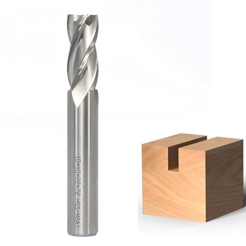 Sinoprotools Schaftfräser,10MM Schaft X Ø 10MM,22mm Schnitttiefe CNC 4-Flöten Spiralfräser,HSS AL End Mill Fräser Bit,für Holz,Aluminium (Ø=10,S=10) von Sinoprotools