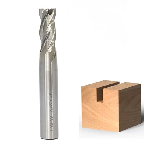 Sinoprotools Schaftfräser,10MM Schaft X Ø 9MM,22mm Schnitttiefe CNC 4-Flöten Spiralfräser,HSS AL End Mill Fräser Bit,für Holz,Aluminium (Ø=9,S=10) von Sinoprotools