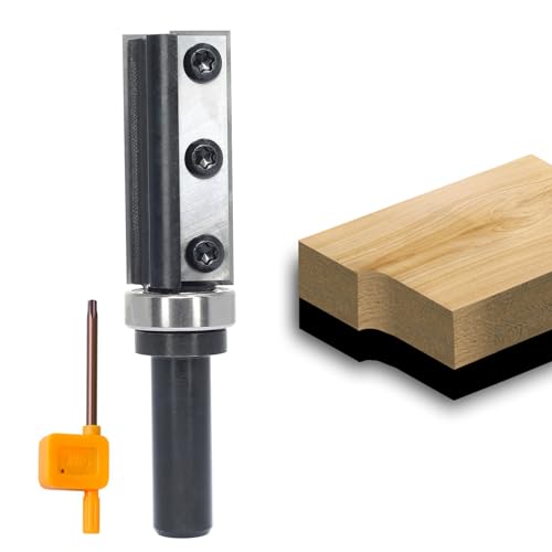 Sinoprotools Wendeplatten Bündigfräser,12mm Schaft Bündiger Fräser Schnittlänge 50mm,mit 4-seitigen Austauschbare Hartmetall(HW),mit Kugellager,für Holzbearbeitung Bündig Trimmen.(S=12,Ф=22,I=50) von Sinoprotools