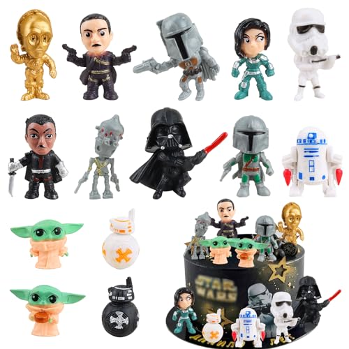 Wars Figuren, Star Krieg Tortendeko, 14 Stück Yo-da Minifiguren Set, Baby Yo-da Tortendeko, Cupcake Toppers Kuchen, Geburtstags Party liefert Cupcake Figuren für Party Kindergeburtstag von Sinwind