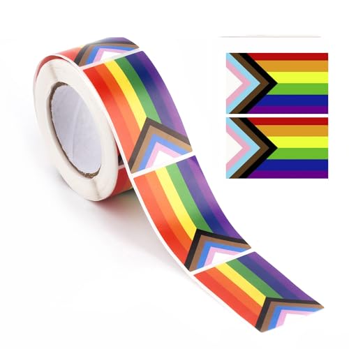 250pcs pro Rolle Progress Herz-Aufkleber für LGBTQ Pride Parades and Events Regenbogenflagge herzförmige Aufkleber auf einer Rolle 30 * 20/1.18 * 0.78 von Sinwinkori