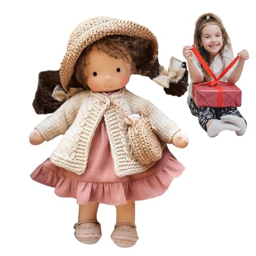 Handgefertigte Waldorfpuppe, Stoffpuppe Mädchen, Plüschpuppe Handgefertigte Puppen, Handgefertigte Plüschpuppe Mit Kleidung, Weiche Stoffpuppe Babypuppe Püppchen Geschenk Für Kinder von Sionhiuo