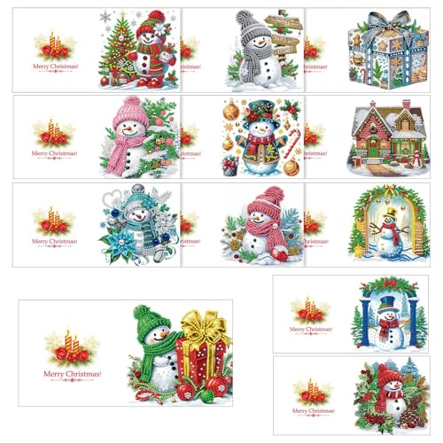 Sionhiuo Strassgemälde Weihnachtsgrußkarte – Strass-Grußkunstkarten-Kits – Weihnachts-Strass-Malerei-Grußkarten für Kinder, Kleinkinder, Mädchen, , Freunde von Sionhiuo