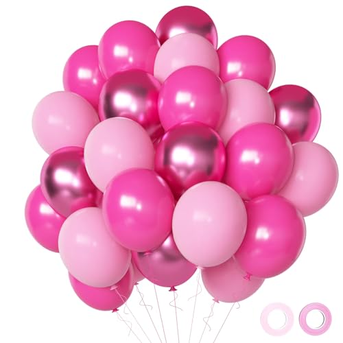 Luftballons Pink Rosa Sipeayan 50 Stück 12 zoll Latex Ballons Magenta Fuchsia Pink Metallic Ballons Helium Ballons für Mädchen Frauen Geburtstag Hochzeit Babyparty Prinzessin Party Jugendweihe Deko von Sipeayan