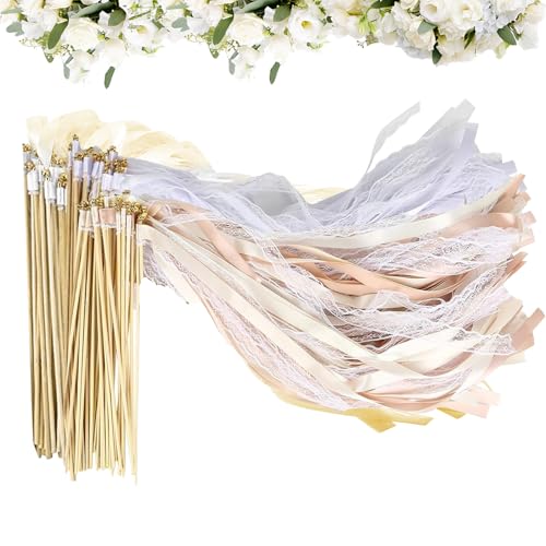 Sipiris 30 Stück Wedding Wands Stäbe mit Glocke Zauberstäbe Hochzeit Luftschlangen Wedding Twirling Streamers Werden für Hochzeiten Geburtstage Partys Feiertagsfeiern Verwendet von Sipiris