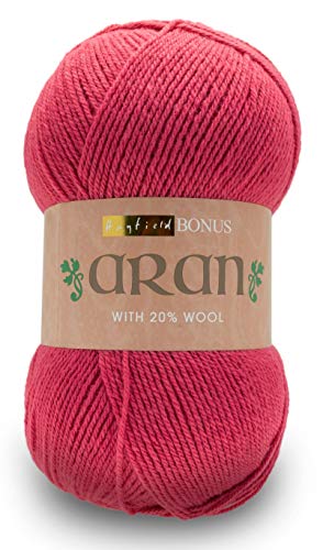 Hayfield Bonus Aran mit Wolle, Himbeerrosa (626), 400 g Sirdar von Sirdar