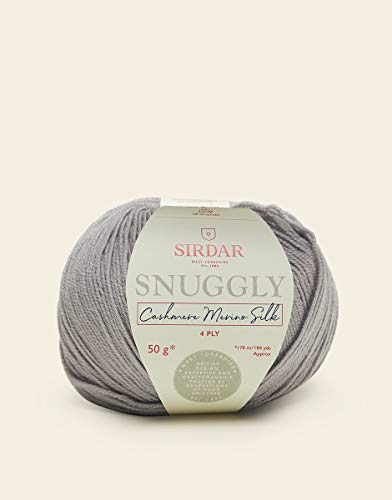 Sirdar Snuggly Cashmere Merino Silk 4-lagig, 75% extrafeine Merino, 20% Seide, 5% Kaschmir, Premium Garn zum Stricken und Häkeln, Silver Moon (306), 50g von Sirdar