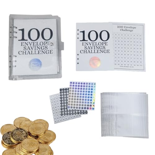 Sirseon Geldspar-Challenge-Ordner mit 100 Umschlägen, Challenge mit 100 Umschlägen - Geld-Challenge-Ordner - 100-Umschläge-Cash-Spar-Challenge, Spar-Challenge-Umschlagbuch, von Sirseon