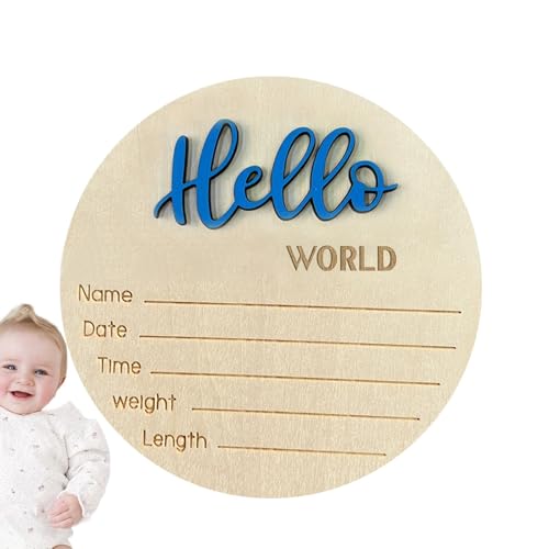 Sirseon Namensschild zur Geburt des Babys, Baby-Ankündigungsschild - Hallo Geburt Baby Willkommensschild | Namensschild aus Holz zur Geburt des Babys für Wohnzimmer, Schlafzimmer, Kinderzimmer von Sirseon