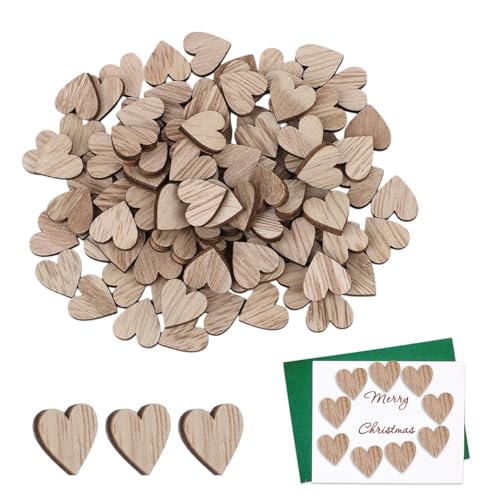 Herz deko,100 Stück Holzherzen, 12mm Holzherzen Holz Herzen Zum Basteln Tischdeko Herzen Kle-in Deko Hochzeit Deko Streudeko für Geburtstag DIY Handwerk Tischdeko Bilderrahmen Deko(Beige,Size:12MM) von Sivono