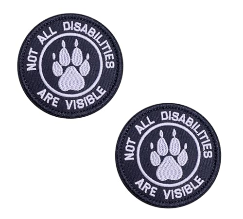 2 x Aufnäher mit Aufschrift "Not All Disabilities are Visible", bestickt, Hundepfoten-Aufnäher, lustige Militär-Moral-Patches von Siwenjiang