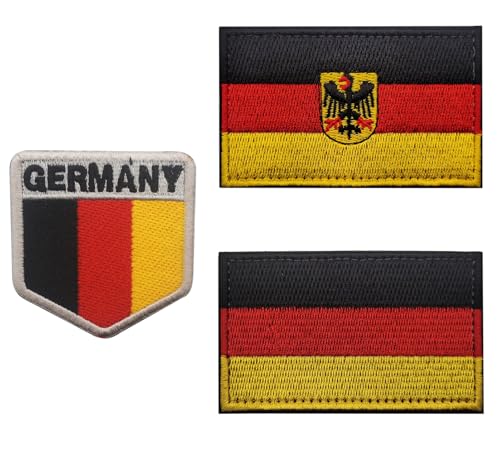 3 Stück Deutschland Nation Adler Flagge Deutschland Nation Flagge bestickt taktischer Klettverschluss Patch von Siwenjiang