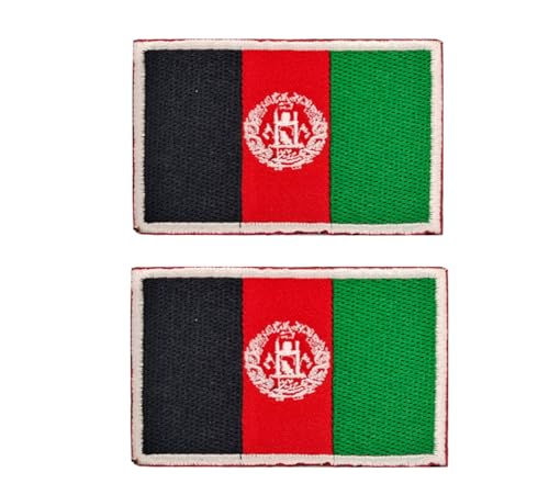 Siwenjiang 2 Stück Afghanistan-Flagge, bestickt, dekorative Abzeichen mit Klettverschluss auf der Rückseite für Hüte, Kleidung, Rucksack als Dekoration (Afghanistan) von Siwenjiang