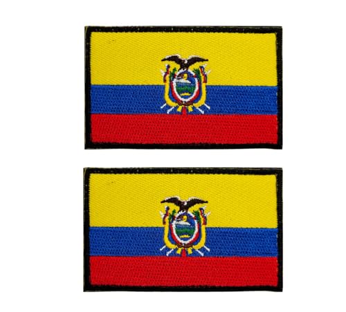 Siwenjiang 2 Stück Ecuador-Flagge, bestickt, dekorative Abzeichen mit Klettverschluss auf der Rückseite für Hüte, Kleidung, Rucksack als Dekoration (Ecuador) von Siwenjiang