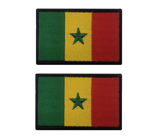 Siwenjiang 2 Stück Senegal-Flagge, bestickt, dekorative Abzeichen mit Klettverschluss auf der Rückseite für Hüte, Kleidung, Rucksack als Dekoration (Senegal) von Siwenjiang