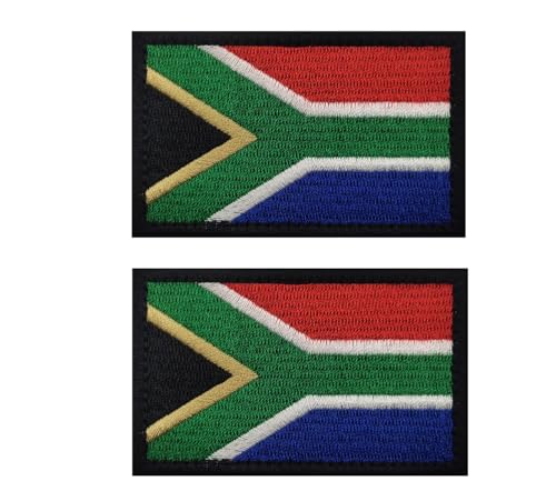 Siwenjiang 2 Stück Südafrika-Flagge, bestickt, dekorative Abzeichen mit Klettverschluss auf der Rückseite für Hüte, Kleidung, Rucksack als Dekoration (Südafrika) von Siwenjiang