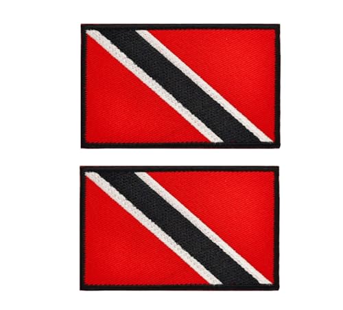 Siwenjiang 2 Stück Trinidad und Tobago Flagge, bestickt, dekorative Abzeichen mit Klettverschluss auf der Rückseite als Dekoration (Trinidad und Tobago) von Siwenjiang