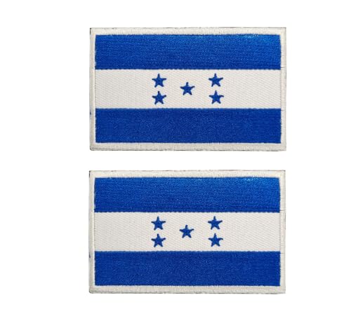 Siwenjiang 2 x Honduras-Flagge, bestickt, dekorative Abzeichen mit Klettverschluss auf der Rückseite für Hüte, Kleidung, Rucksack als Dekoration (Honduras) von Siwenjiang