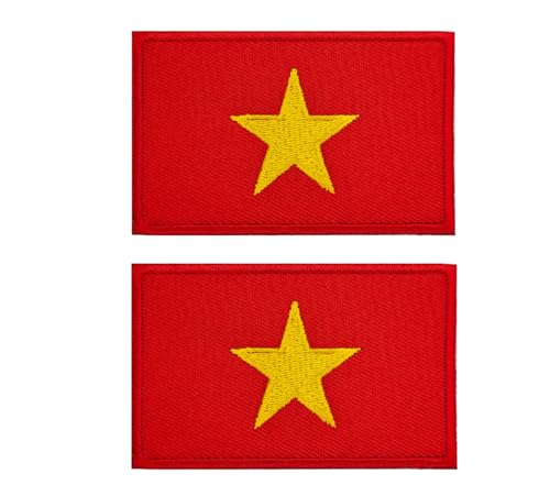 Siwenjiang 2 x Vietnam-Flagge, bestickt, dekorative Abzeichen mit Klettverschluss auf der Rückseite für Hüte, Kleidung, Rucksack als Dekoration (Vietnam) von Siwenjiang