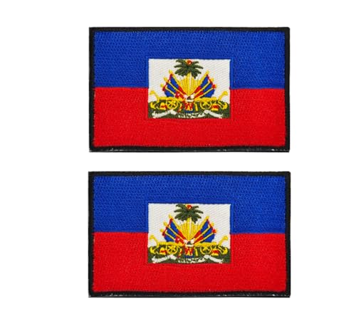 Siwenjiang 2er-Pack Haiti-Flagge, bestickt, dekorative Abzeichen mit Klettverschluss auf der Rückseite für Hüte, Kleidung, Rucksack als Dekoration (Haiti) von Siwenjiang