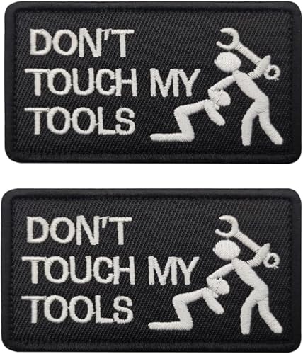 Siwenjiang 2er-Pack Warnaufnäher mit Aufschrift "Don't Touch My Tools", bestickt, mit Klettverschluss von Siwenjiang