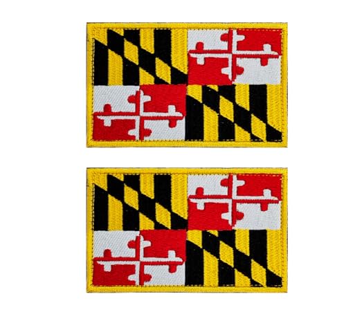 Siwenjiang 2er-Pack bestickter rechteckiger Flaggenaufnäher von Maryland mit Klettverschluss (Maryland) von Siwenjiang