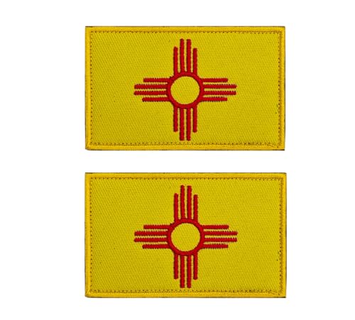 Siwenjiang 2er-Pack bestickter rechteckiger Flaggenaufnäher von New Mexico mit Klettverschluss auf der Rückseite (New Mexico) von Siwenjiang