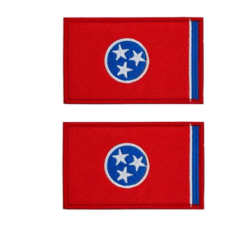 Siwenjiang 2er-Pack bestickter rechteckiger Flaggenaufnäher von Tennessee mit Klettverschluss (Tennessee) von Siwenjiang