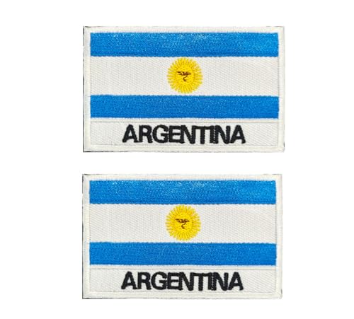 Siwenjiang Argentinien-Flagge, bestickt, dekoratives Abzeichen mit Klettverschluss, Rückseite für Hüte, Kleidung, Rucksack als Dekoration (Argentinien), 2 Stück von Siwenjiang